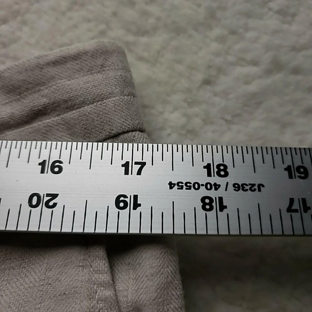 Claiborne Pants Mens 35x32 Beige Linen Cotton Chino Flat Front Lightweight